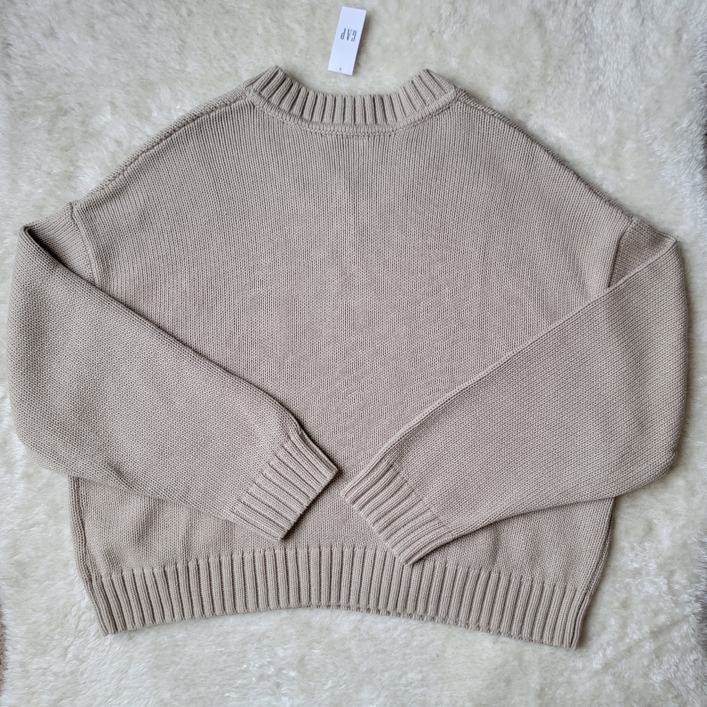 (sold) BUNDLE x2: 100% cotton knit oversized v-neck beige + strawberry pink, L - Picture 7 of 10